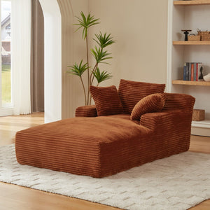 English Elm Oversized Chaise Lounge Chair - Plush Corduroy, No Assembly, Ergonomic Comfort For Living & Office W2339P318003-GIGA
