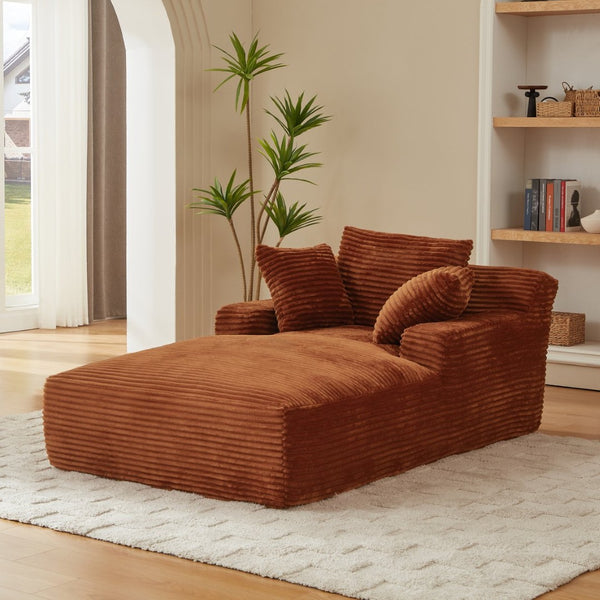 English Elm Oversized Chaise Lounge Chair - Plush Corduroy, No Assembly, Ergonomic Comfort For Living & Office W2339P318003-GIGA