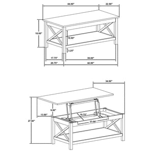 English Elm 2-piece Pine Lift Top Coffee Table Set with Storage for Farmhouse Living Rooms B016S00068