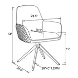 English Elm Fabric Upholstered Swivel Dining Arm Chair, Light Grey