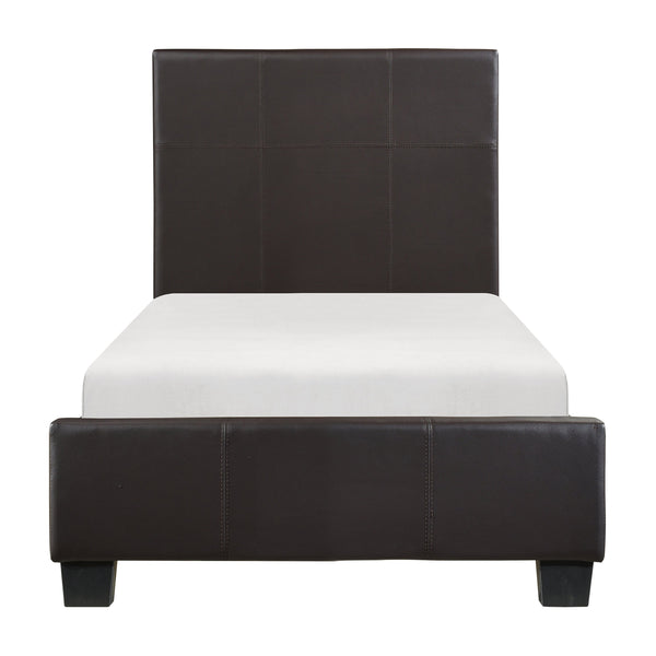 English Elm Contemporary LED Panel Queen Bed with Integrated Lighting, Sleek Wooden Frame and Modern Headboard Design Dark Brown 53 L x 41 W x 3.75 H B011S01762