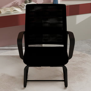 English Elm Minimalist breathable mesh office chair with curved support, cushioned seat, stable iron frame for long workdays Black W1935P338542