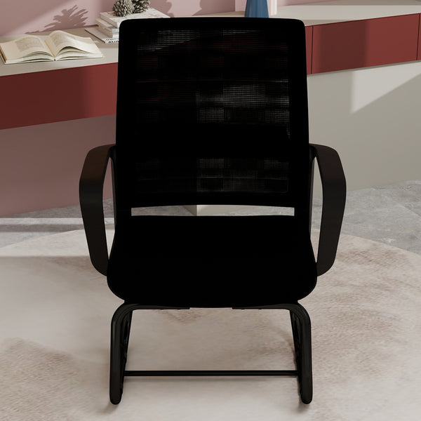 English Elm Minimalist breathable mesh office chair with curved support, cushioned seat, stable iron frame for long workdays Black W1935P338542