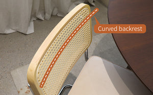 English Elm Dining Chairs Set of 4 Velvet Seat Woven Rattan Back Chrome Cantilever Frame Champagne W2105S00003
