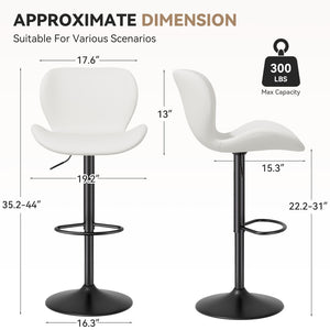 English Elm Swivel Bar Stools Set Of 2 - Modern Pu Leather Adjustable Height Stools For Kitchen & Bar Use T3950P396424-GIGA