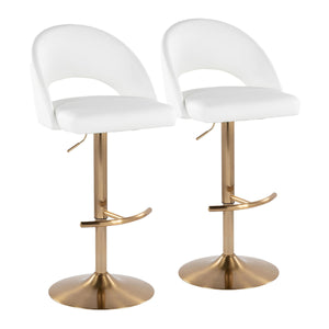 English Elm Adjustable Swivel Barstools Set of 2 Fabric Seat Black Metal Base Kitchen Counter White B202S02008