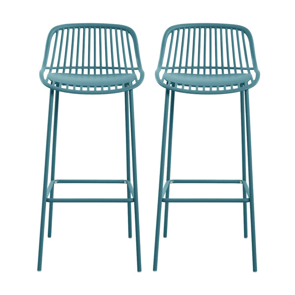 English Elm Benson Outdoor Stackable Barstools Set of 2 Uv Resistant Plastic Metal Patio Seating N776P390482B