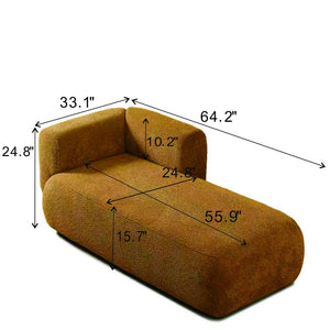 English Elm Upholstered Boucle Chaise Lounge with Wood Legs for Bedroom or Living Room W5515P437362