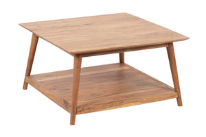 Porter Designs Porter Portola Square Coffee Table - Elegant Solid Acacia Wood Design With Flared Legs For Modern Homes Natural Wood 05-108-02-5013n