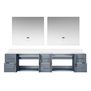English Elm Dark Grey Double Bath Vanity 84" W x 22" D with Cultured Marble Top, Soft-Close Storage & LED Mirrors B2731S00888