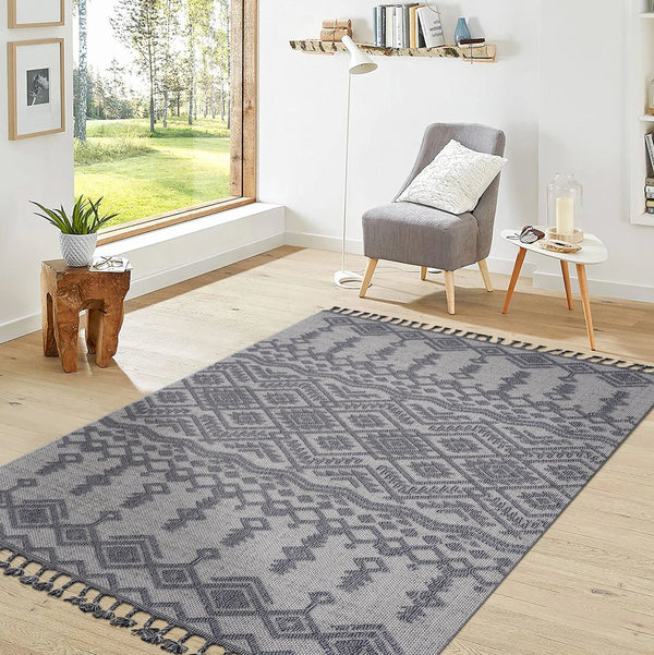 English Elm Guros Collection 8X10 White & Gray Traditional Area Rug For Indoor/Outdoor Use, Durable & Stylish B189P183598
