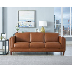 English Elm Maui Top-Grain Leather Sofa Brown — Pocket Coil Seats, Memory Foam & Feather Down, Solid Wood Frame B2705P211700