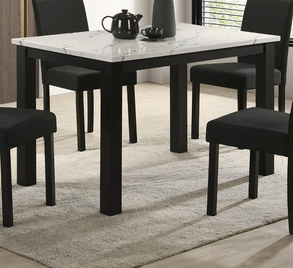 English Elm 1pc Modern Faux Marble Rectangular Dining Table with Black Legs, 47.2" Durable Easy-Clean Surface B011P376976