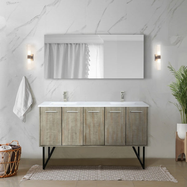 English Elm Rustic Acacia Double Bath Vanity 60 In. W X 20 In. D With Cultured Marble Top & Soft-Close Features B2731P259700-GIGA