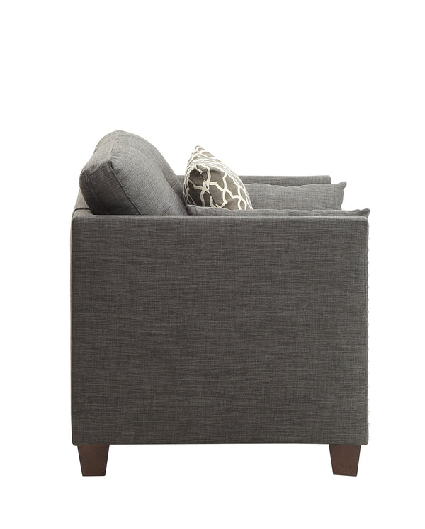 English Elm Laurissa Light Charcoal Linen Club Chair with 3 Pillows, Buttonless Tufted Back, Nailhead Trim B2726P277877