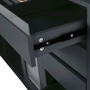 English Elm (assembly Required) Topmax 63w Matte Black Buffet Hutch with Pegboard and Power Outlet N717S000079B