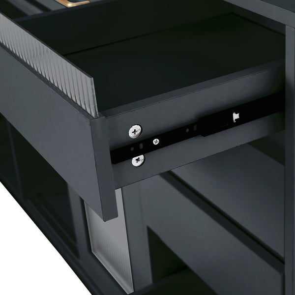 English Elm (assembly Required) Topmax 63w Matte Black Buffet Hutch with Pegboard and Power Outlet N717S000079B