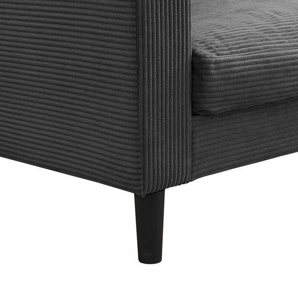 English Elm 74" High Resilience three seater Sofa with Corduroy Upholstery, Plush High-Density Cushion, Sturdy Wooden Frame, Stylish Apartment Seating Dark Gray 35.83 L x 31.9 W x 12.6 H W2297P264467