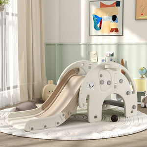 English Elm Qaba Elephant Toddler Slide Climber with Basketball Hoop for Playroom Fun W2225P229338