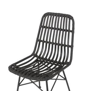 English Elm Christopher Knight Home® - SAWTELLE Grey Rattan Dining Chair with Metal Frame — Sleek, Natural Accent Seating for Modern Homes SEAT65487.00GRY