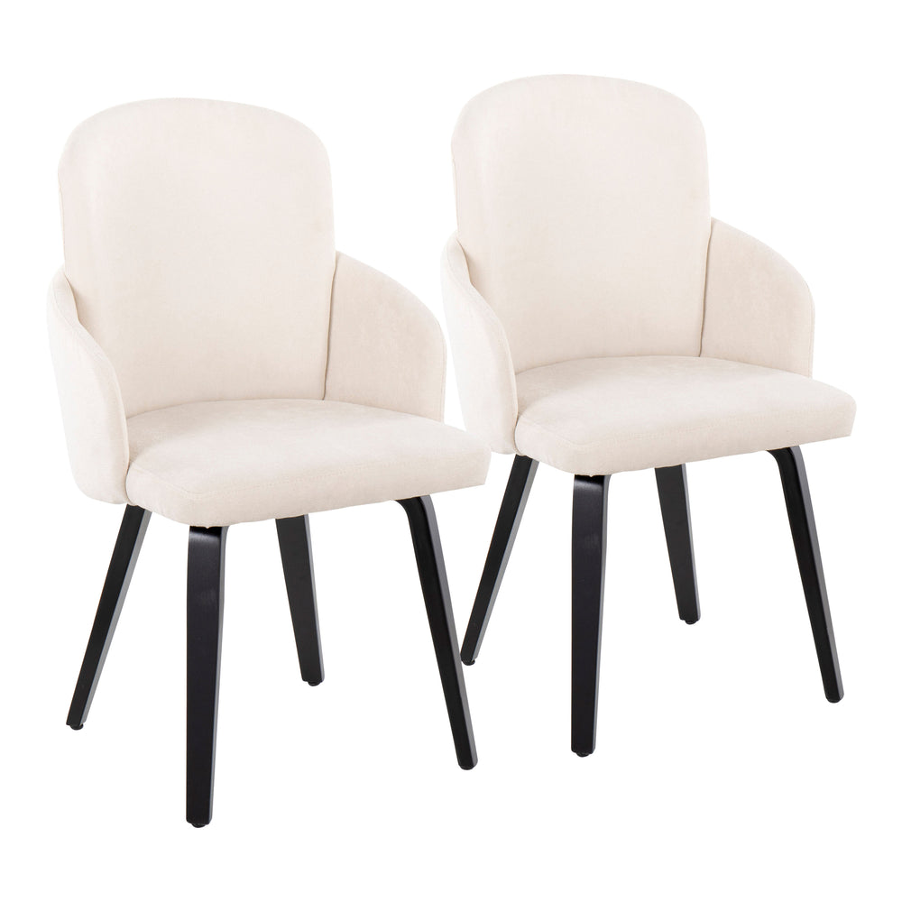 English Elm Dahlia Contemporary Dining Chair Set Of 2 In Black Wood & Cream Fabric With Chrome Accent Elegance B202S01207