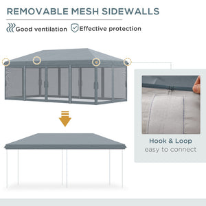 English Elm Outsunny 10' X 20' Heavy-Duty Pop Up Canopy Tent With Mesh, Instant Shade For Outdoor Events & Parties W2225P174283-GIGA