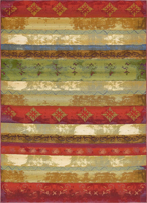 Unique Loom Outdoor Modern Traditional Machine Made Geometric Rug Multi, Gold/Ivory/Light Blue/Red/Orange 8' 0" x 11' 4"