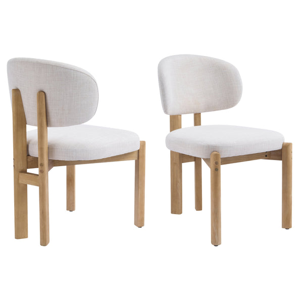 English Elm Christopher Knight Home® - Beige Upholstered Dining Chairs Set Of 2 – Scandinavian Style With Ergonomic Comfort & Natural Frame N768P341563N