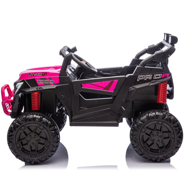 English Elm 24v 400w Kids Electric Utv Ride on with Remote Bluetooth Led Suspension Cockpit Pink W1578P284294