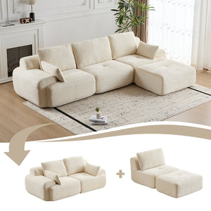 English Elm Modern Memory Foam Compressed Sofa — Pet-Friendly Corduroy Modular Sectional, Cloud-Like Comfort, No Assembly Beige W3723S00013