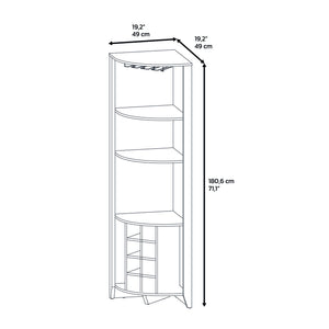 English Elm Corner Bar Cabinet with Ten Built-In Wine Slots, Cup Rack & Spacious Top Shelf for Entertaining Brown 75.2 L x 24.02 W x 3.15 H B097S00148