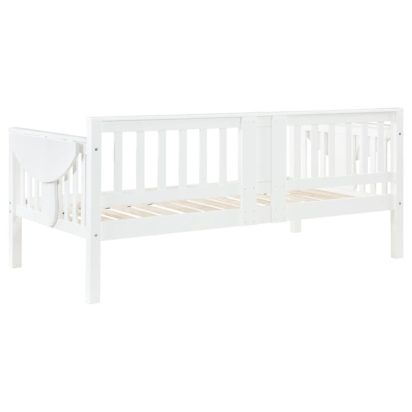 English Elm Albany Twin Daybed with Drop-Down Side Tables, White Wood Slat Design for Teens, Office & Guests B062P358373