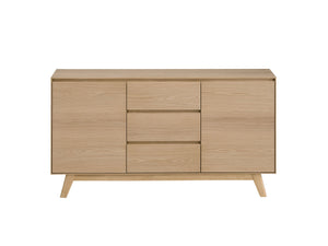 English Elm Kasem Oak Finish 6-Piece Round Dining Set with Server & 4 Upholstered Chairs, 54" Table, Modern B2726S00442