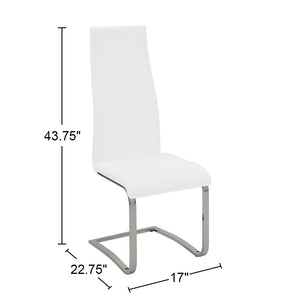 English Elm Set Leatherette Upholstered Dining Side Chairs with Ergonomic Contour, Chrome Legs, Modern Minimalist Flair White B016P223043