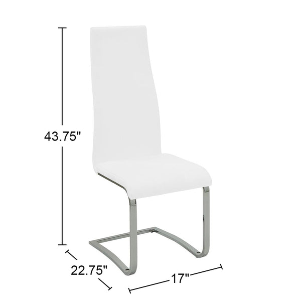 English Elm Set Leatherette Upholstered Dining Side Chairs with Ergonomic Contour, Chrome Legs, Modern Minimalist Flair White B016P223043