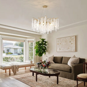 English Elm 10-light Gold Rectangular Chandelier Seeded Glass Globe Fixture for Dining Room W5008P466528