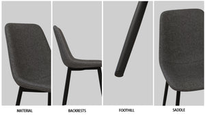 English Elm 59" Industrial Dining Set with Suede Chairs Matte Metal Base Mdf Table Seats Four Black+ Gray W2189S00817