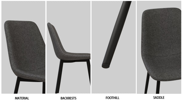 English Elm 59" Industrial Dining Set with Suede Chairs Matte Metal Base Mdf Table Seats Four Black+ Gray W2189S00817