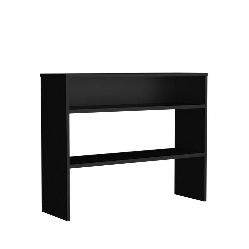 English Elm Library Library Desk with Two Open Shelves and Two Legs, Compact Engineered Wood Study Organizer Black 39.76 L x 12.2 W x 3.54 H B097P250860