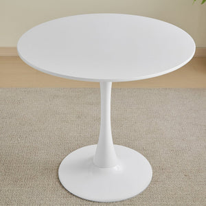 English Elm Round White Pedestal Dining Table 31.5" Tulip Mid-Century Fiberboard Modern Compact Seats 2-4 W2720P204019