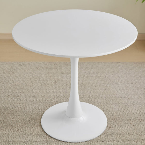 English Elm Round White Pedestal Dining Table 31.5" Tulip Mid-Century Fiberboard Modern Compact Seats 2-4 W2720P204019