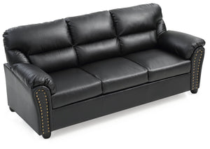 English Elm Olney G263-S Sofa Black Faux Leather Nailhead Accent, Kiln-Dried Frame, Easy Assembly, Compact Delivery B078108148