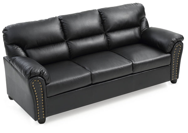 English Elm Olney G263-S Sofa Black Faux Leather Nailhead Accent, Kiln-Dried Frame, Easy Assembly, Compact Delivery B078108148