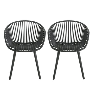 English Elm Christopher Knight Home® - Mykonos Weather-Resistant Outdoor Dining Chair Set of 2 with Durable Resin Frame and Perforated Design Black N775P176700B