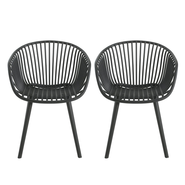 English Elm Christopher Knight Home® - Mykonos Weather-Resistant Outdoor Dining Chair Set of 2 with Durable Resin Frame and Perforated Design Black N775P176700B