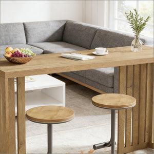 English Elm Wood Solid Fir Console Table Handcrafted Farmhouse Style for Entryway or Sofa T3971P447527