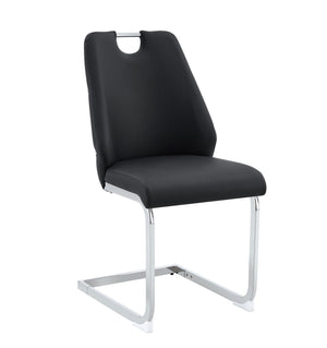 English Elm Dining Chairs Set Of 2 - Elegant Black Faux Leather With Gold Accents, Perfect For Modern Spaces! W3493P359722