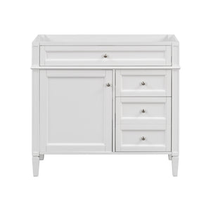 English Elm 36'' Modern Bathroom Vanity Cabinet with Tip-Out Drawer, Adjustable Shelf, Smooth Metal Slides, Solid Wood Frame White N710P186084K
