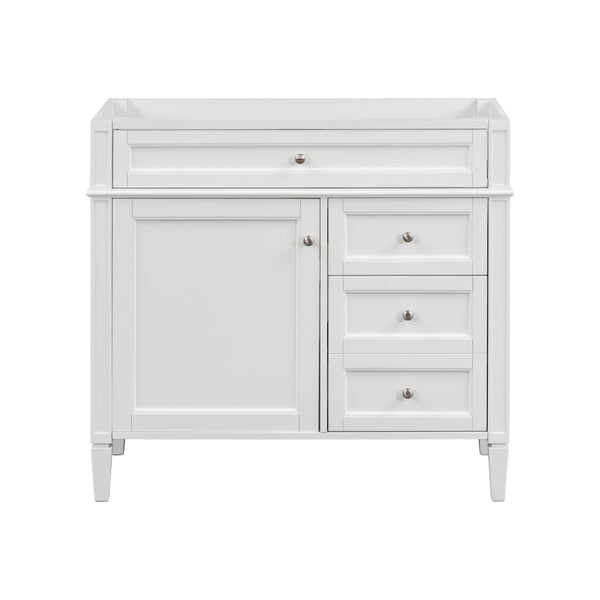 English Elm 36'' Modern Bathroom Vanity Cabinet with Tip-Out Drawer, Adjustable Shelf, Smooth Metal Slides, Solid Wood Frame White N710P186084K