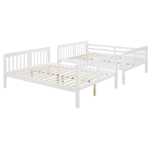 English Elm Full Over Bunk Bed Solid Pine Frame White Finish Converts to Two Beds LT000203AAK-1